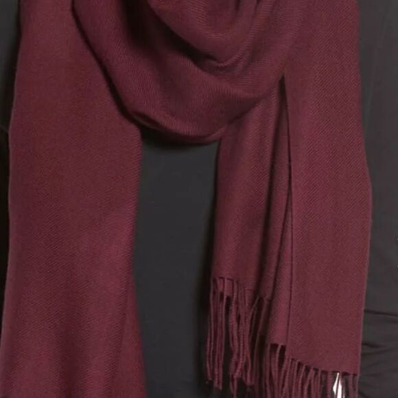 NORDSTROM tissue weight wool & cashmere scarf NWT Burgundy - Picture 2 of 6